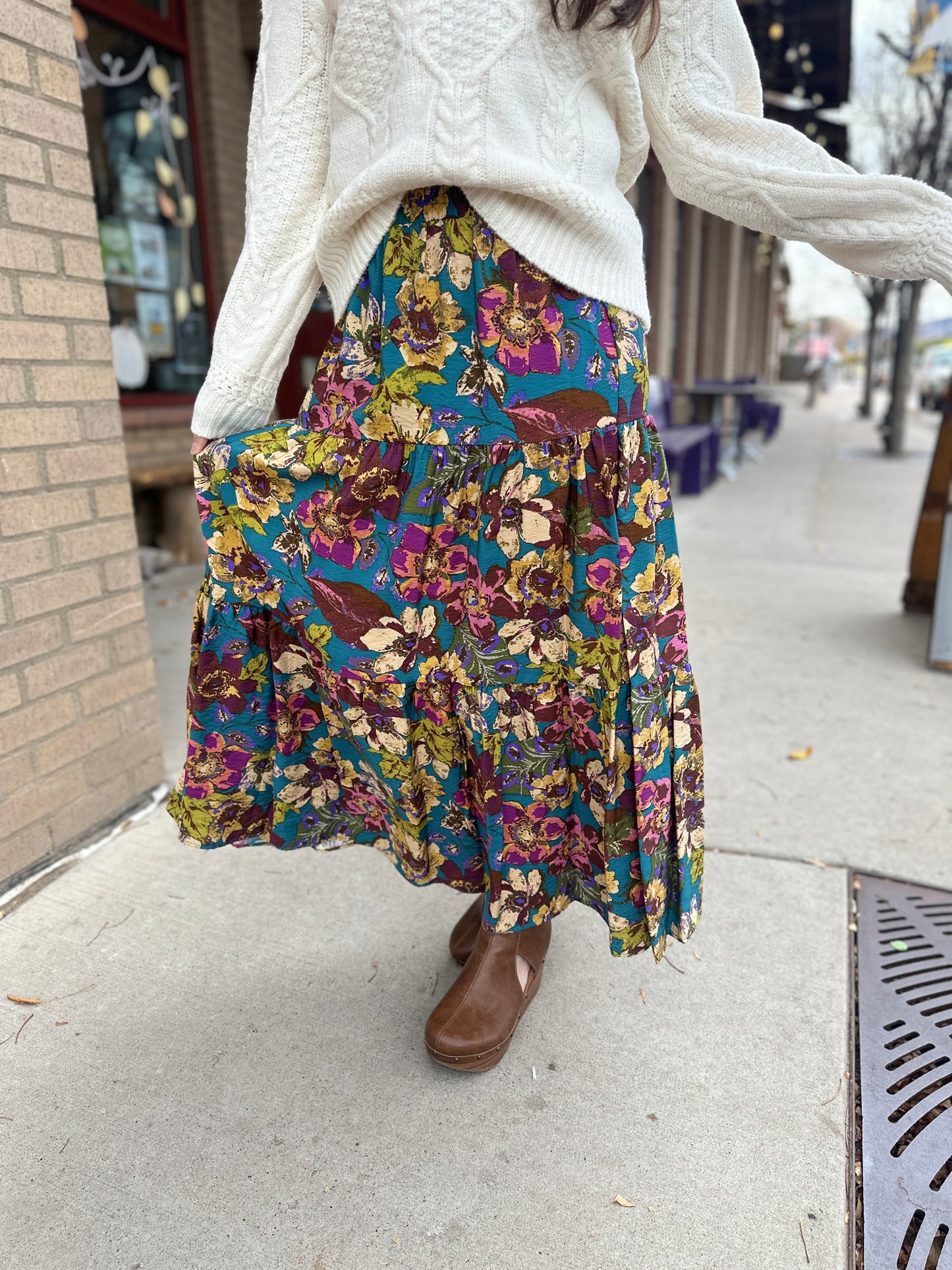 Floral Tiered Maxi Skirt