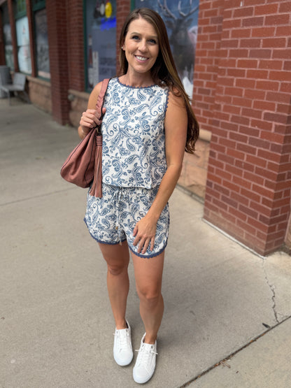 Paisley Linen Sleeveless Top