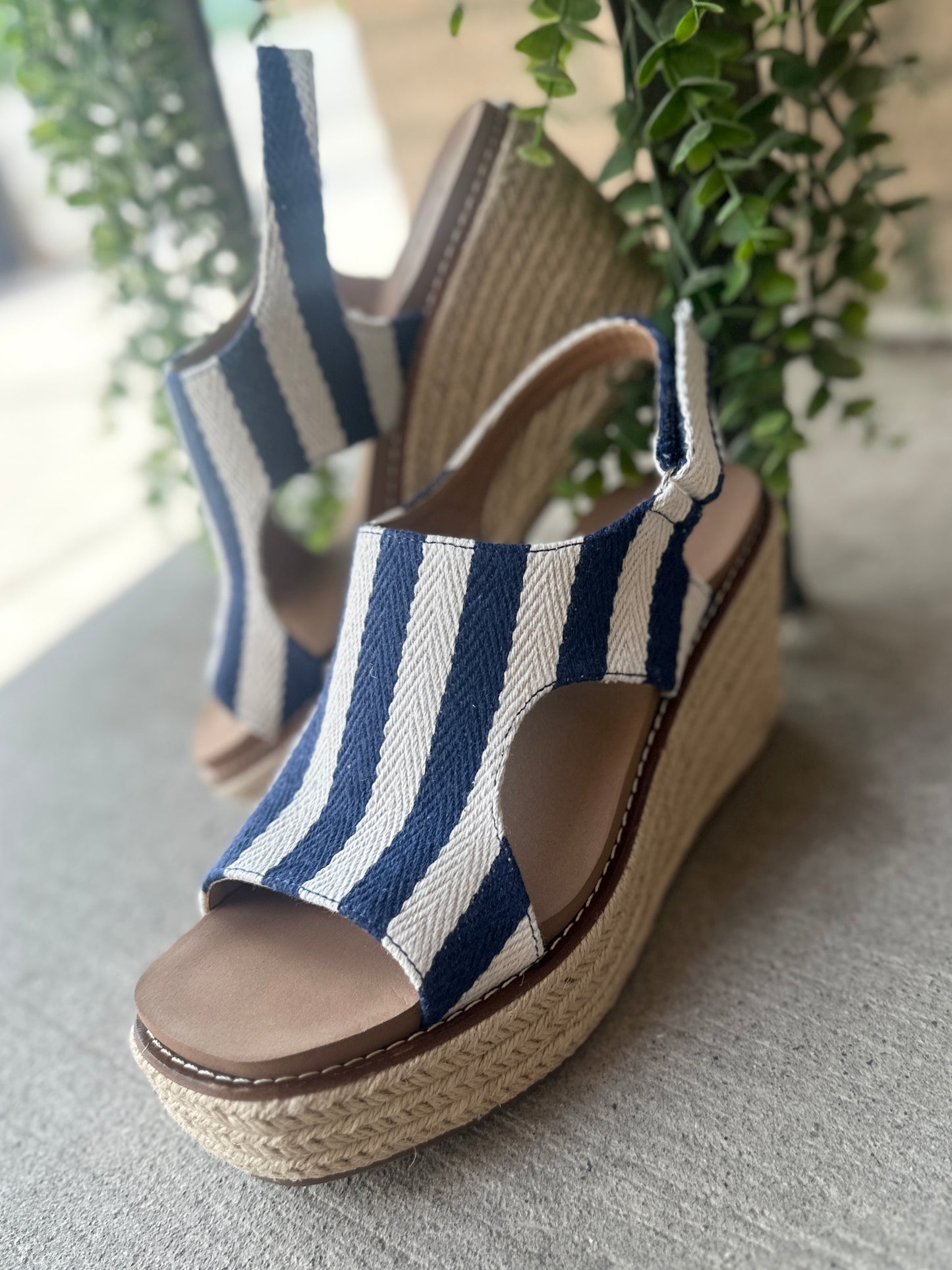 Navy Naural Stripe Wedge