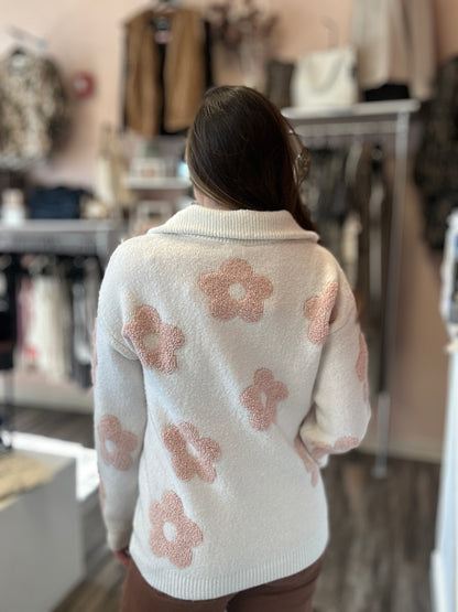 Floral Half Zip Sweater