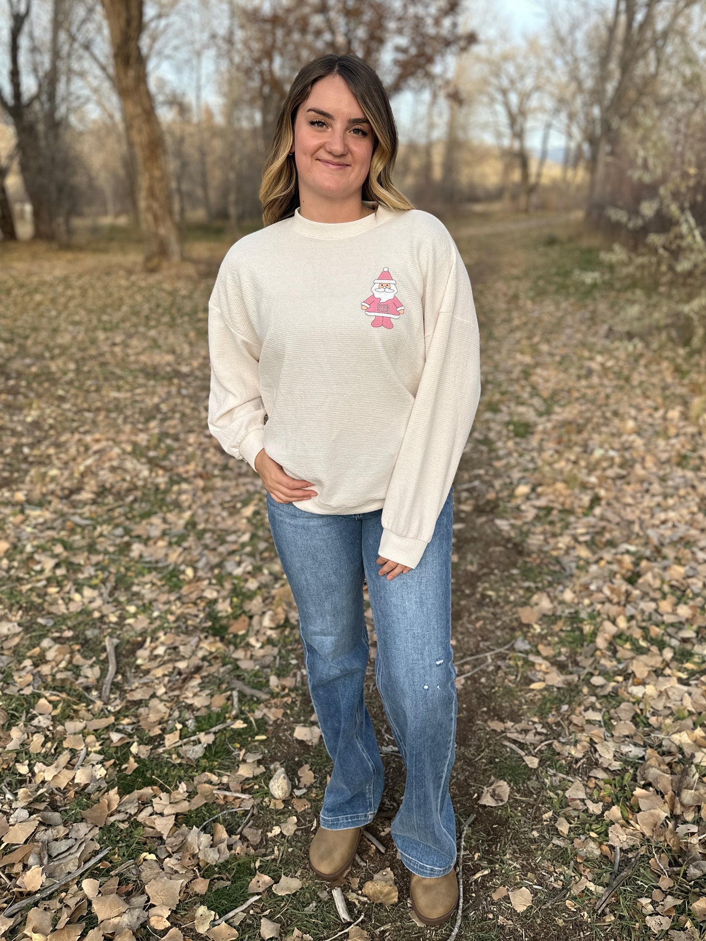 "Santa" Cookie Graphic Knit Sweatshirt