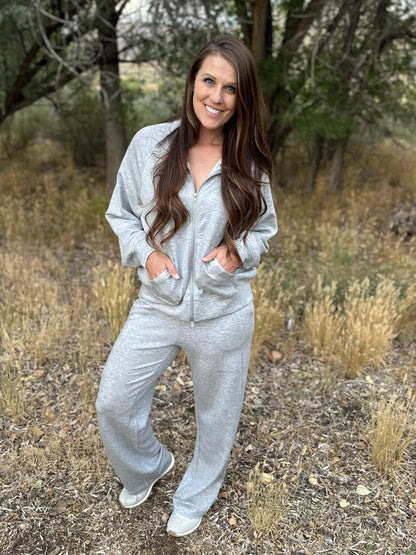 Heather Grey Zip Up Sweater