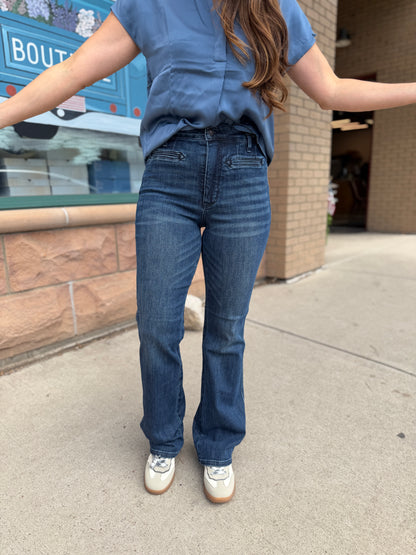 Dark Wash Alex Bootcut with Welt Pocket