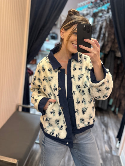 Floral Collared Button Up Jacket