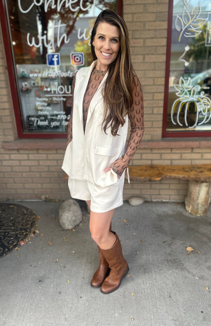 Ivory Open Front Vest