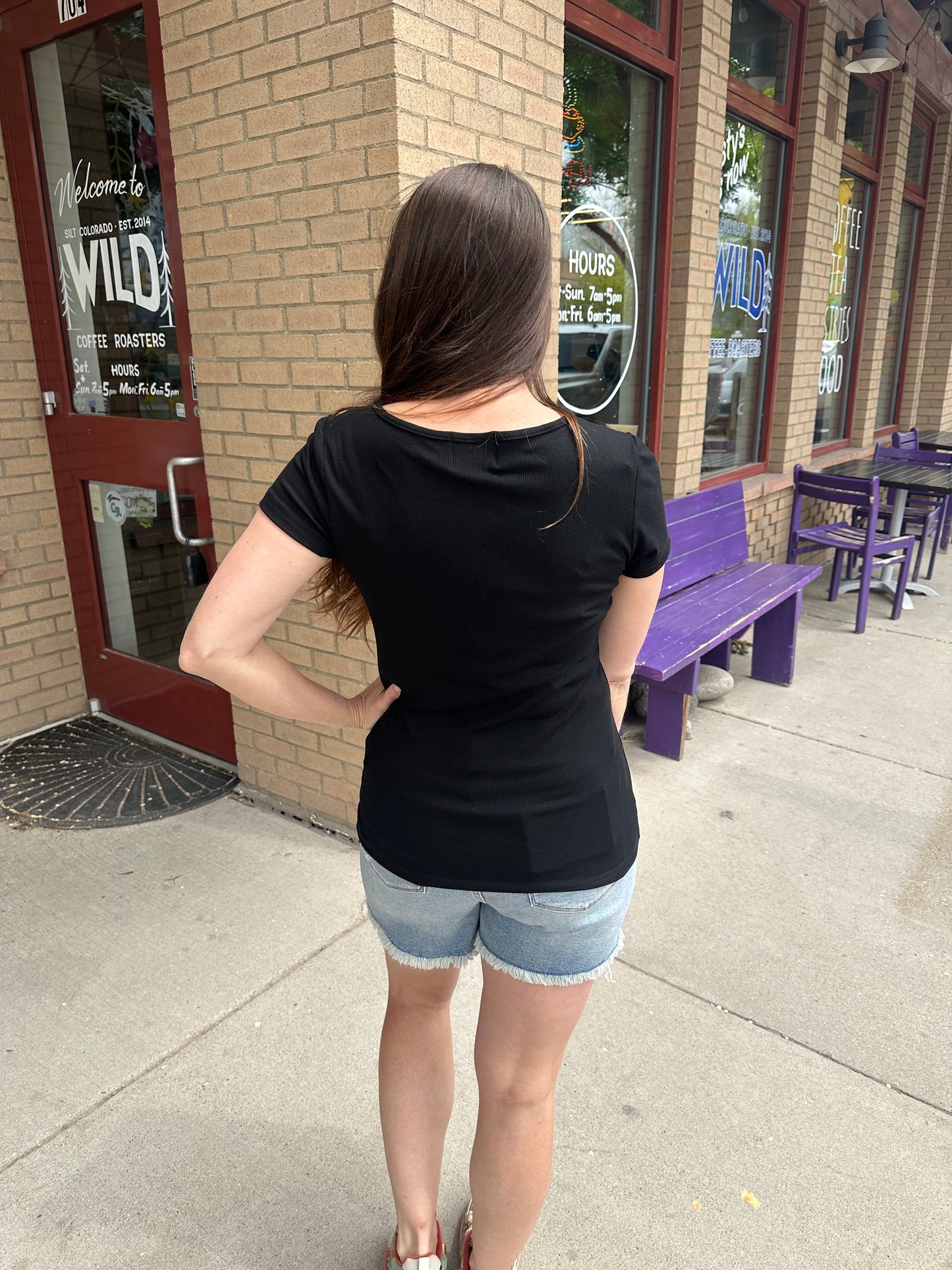 Hold Tight Ribbed V-Neck Short Sleeve