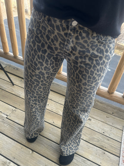 Leopard Wide Leg Jeans