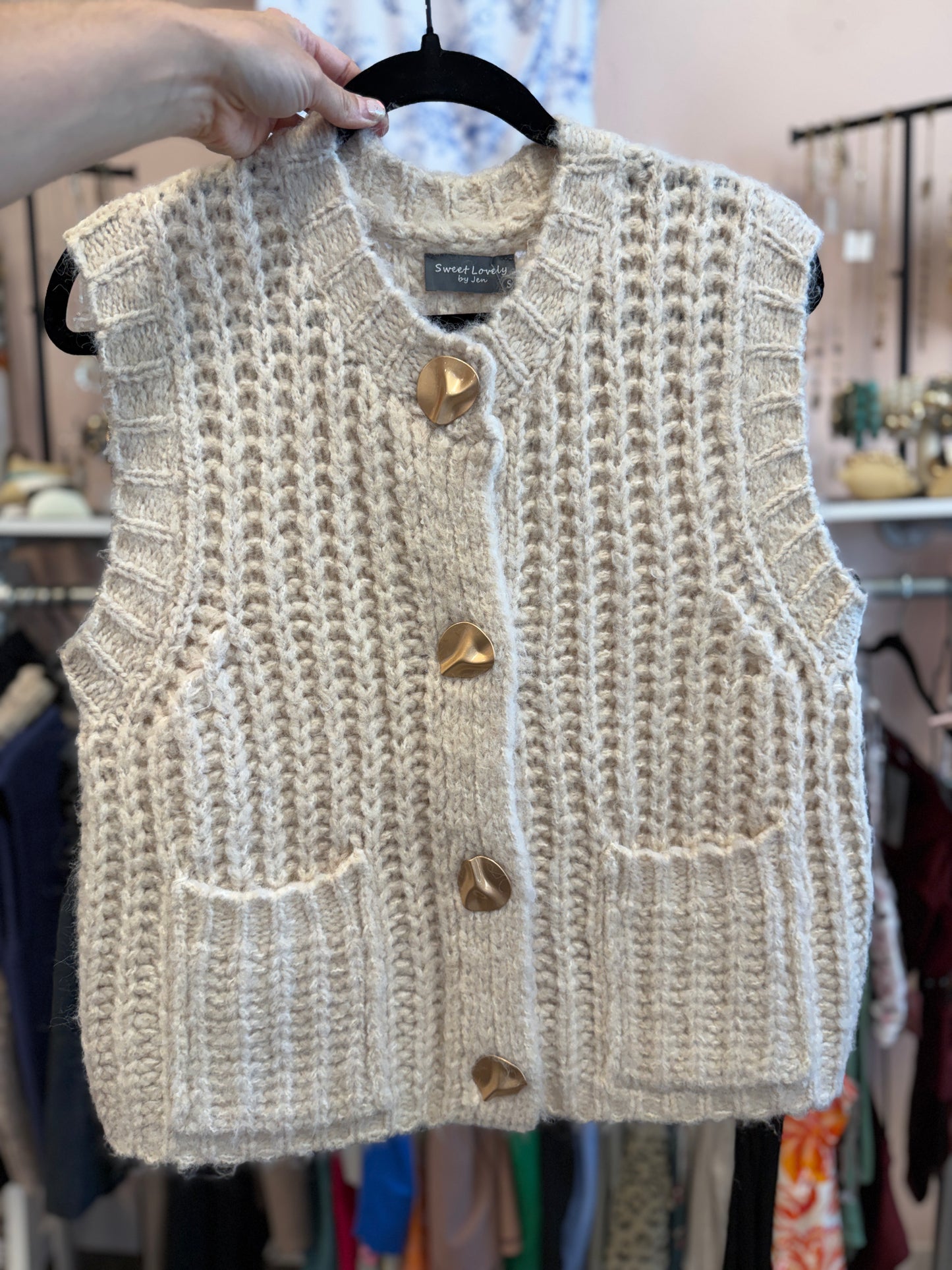 Chunky Open Knit Sweater Vest