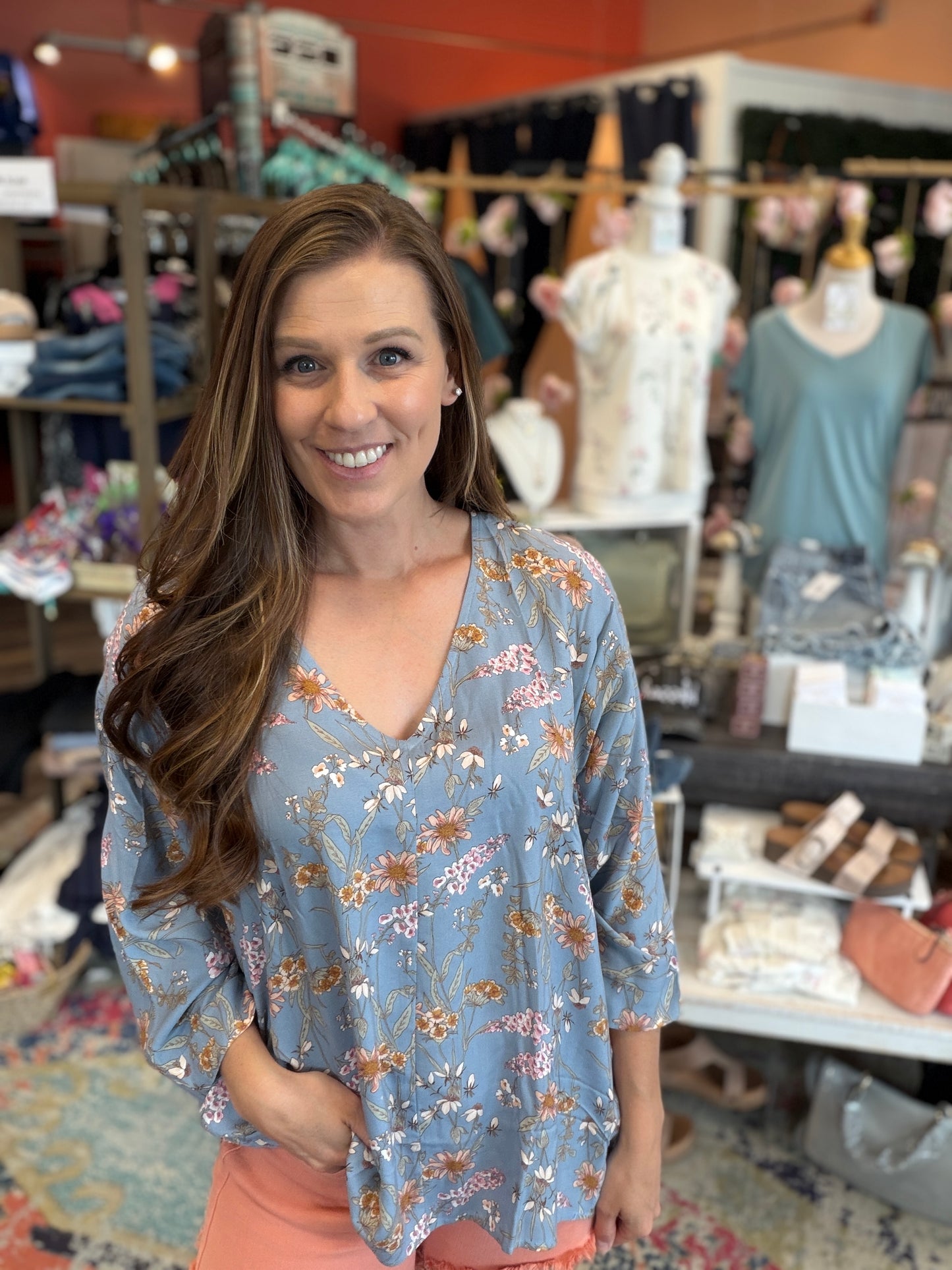 Light Blue Floral Blouse
