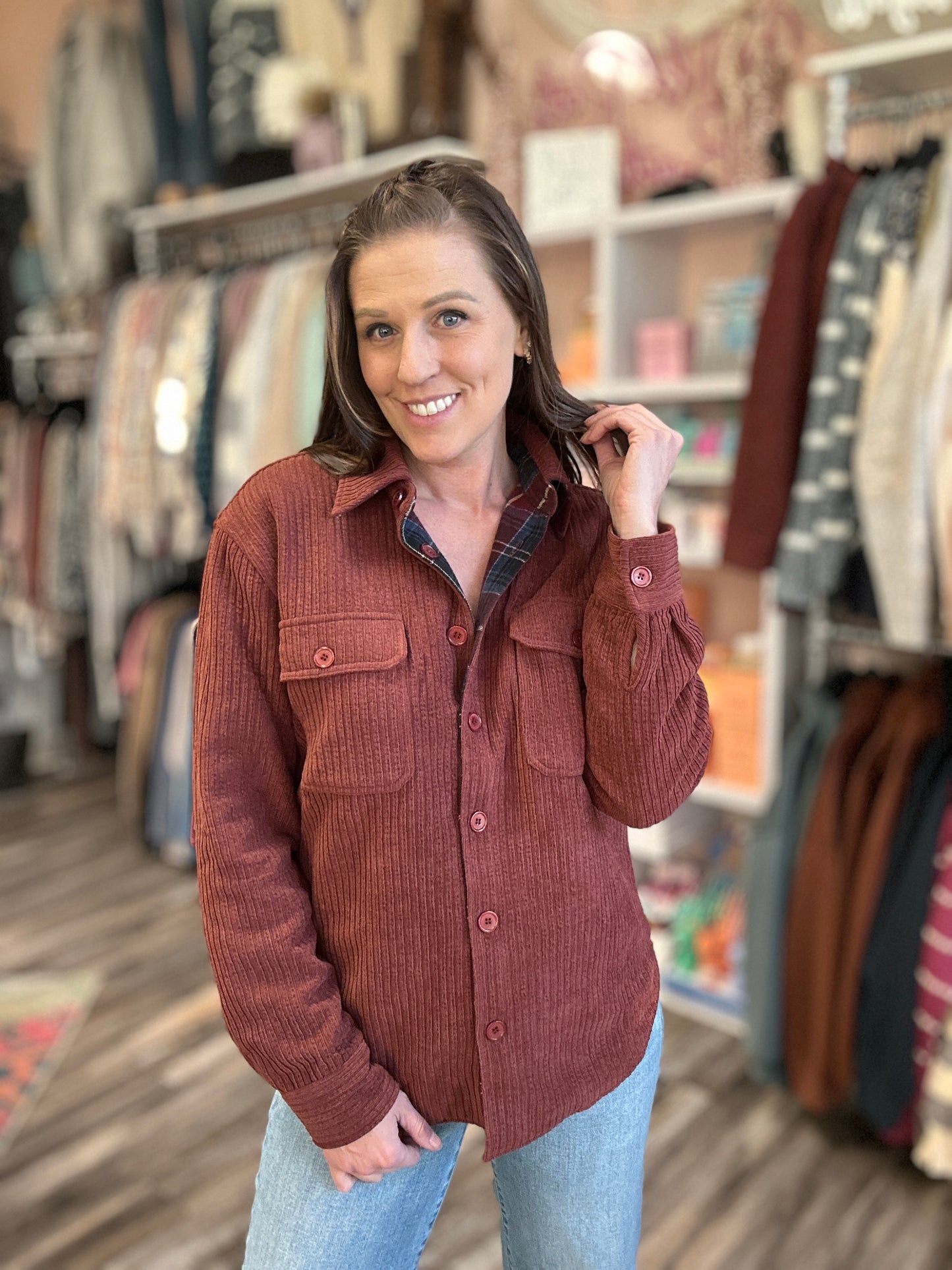 Burgundy Button Up Jacket