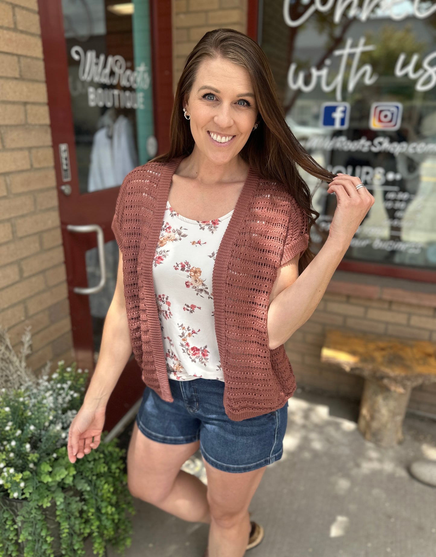 Crochet Knit Open Cardigan