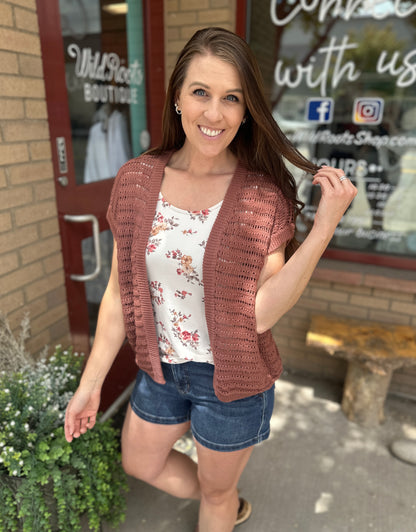 Crochet Knit Open Cardigan