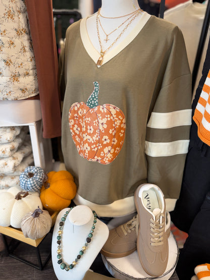 Floral Pumpkin Sweater