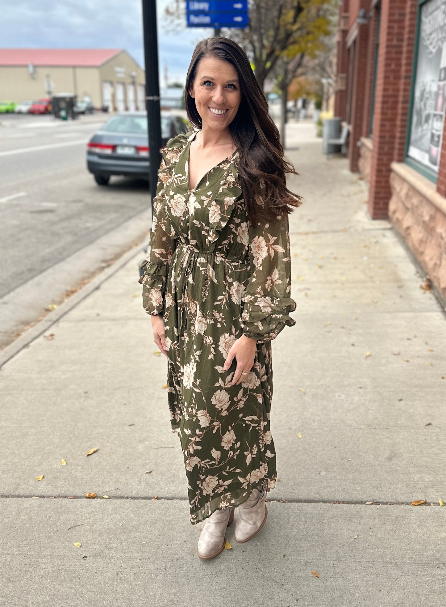 Ruffle Midi Floral Dress