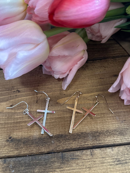 Cross Drop Earrings