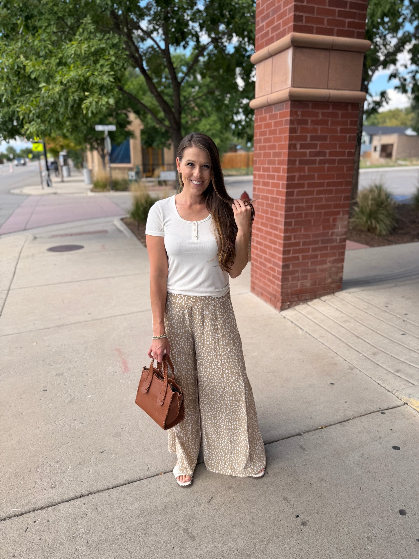 Geo Print Wide Leg Pants