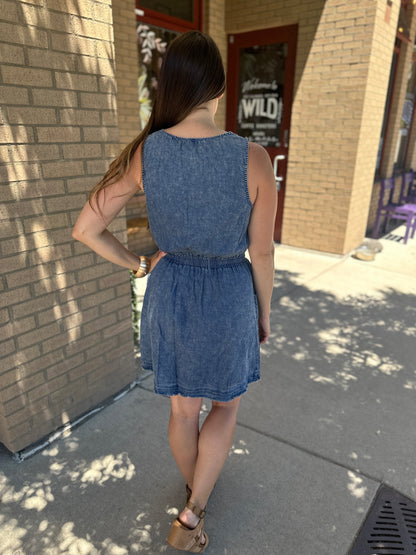 Frayed Hem Tencel Dress