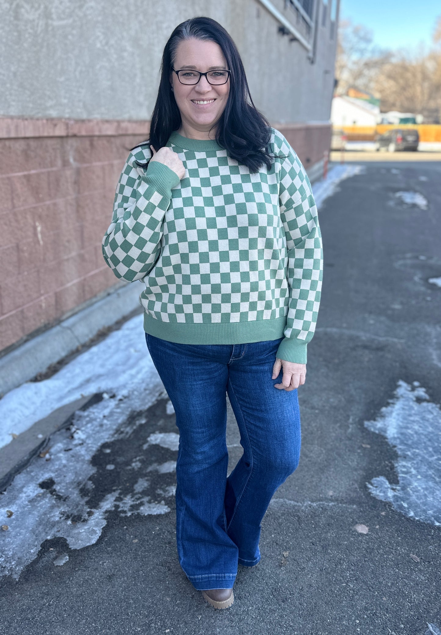 Checkered Pullover Sweater