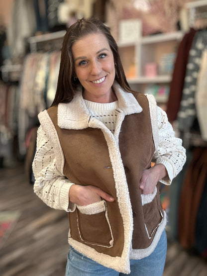 Suede Button Up Vest