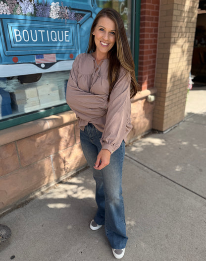 Taupe Long Sleeve Blouse