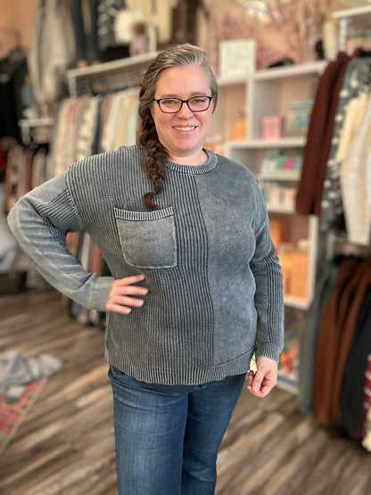 Textured Crew Neck Sweater