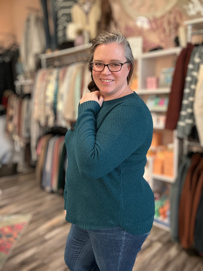 Teal Textured Pullover