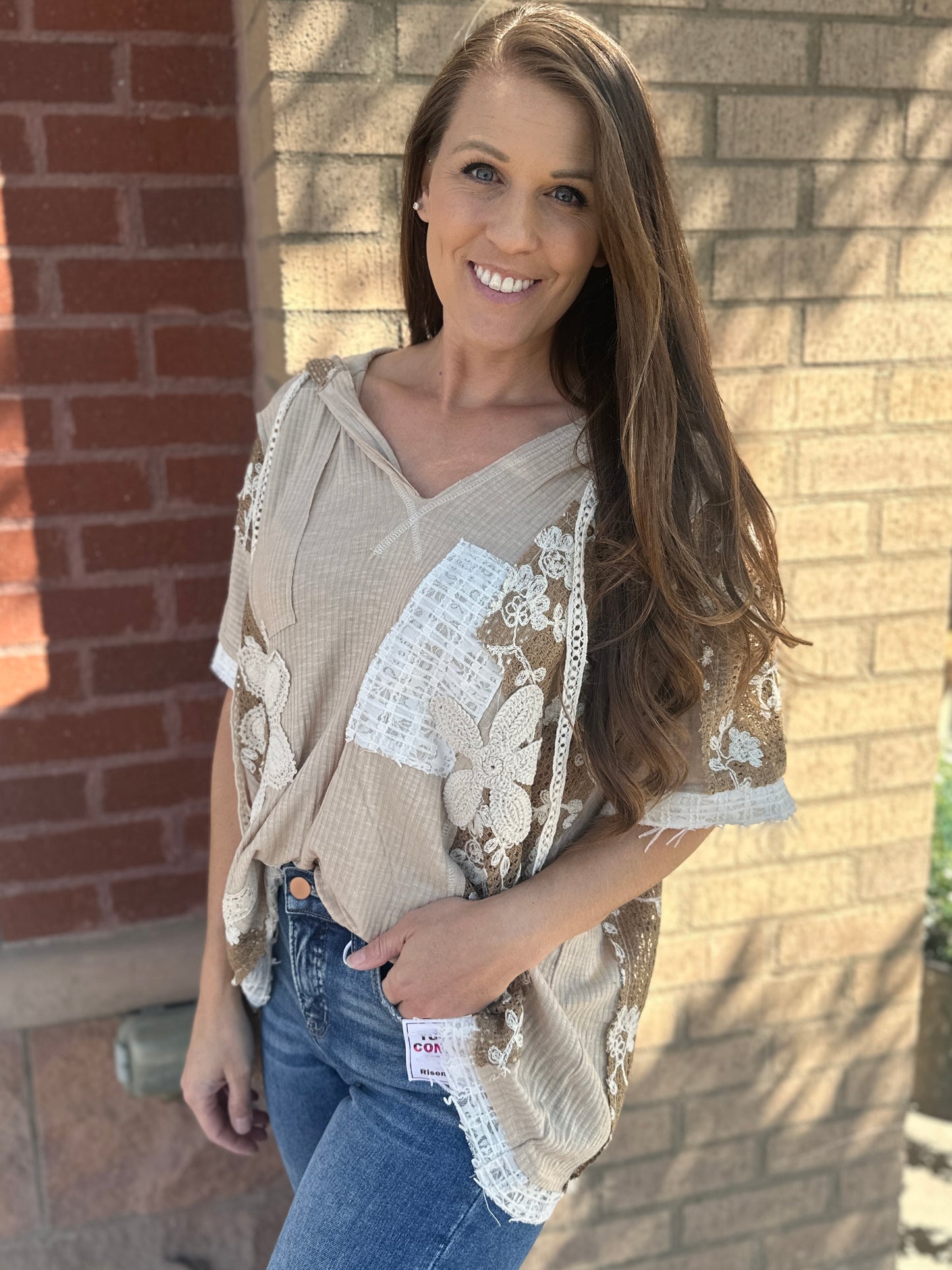 Crochet Oversized Short Sleeve Hoodie