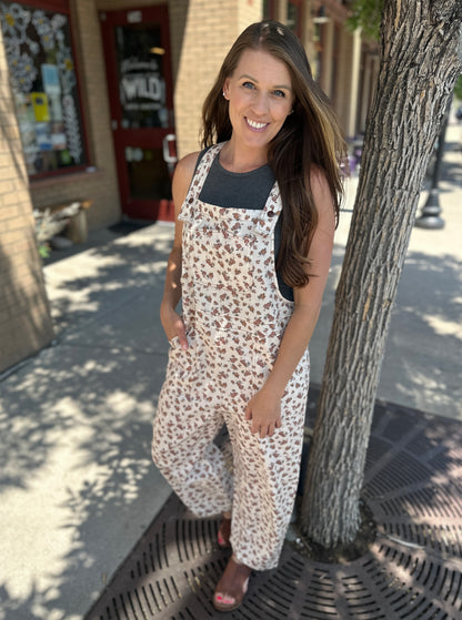 Barrel Bib Floral Suspender Overalls