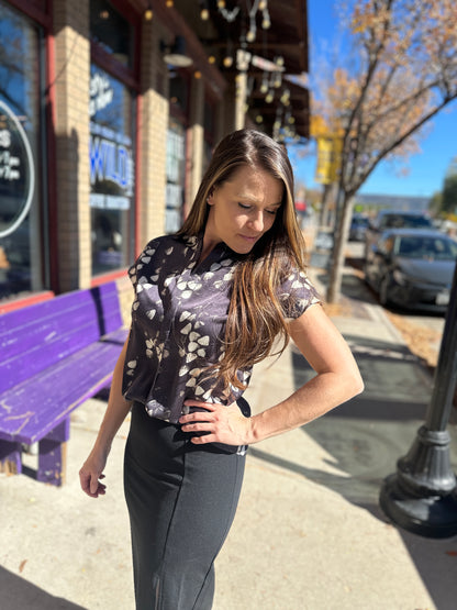 Abstract V-Neck Blouse