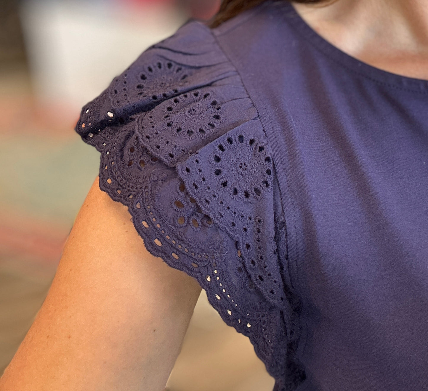 Eyelet Ruffle Lace Short Sleeve