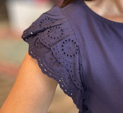 Eyelet Ruffle Lace Short Sleeve