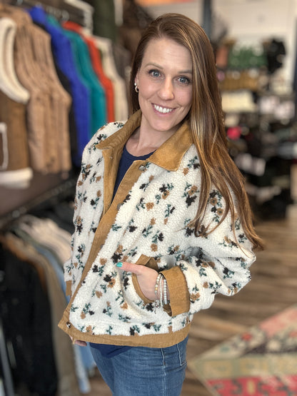 Floral Collared Button Up Jacket