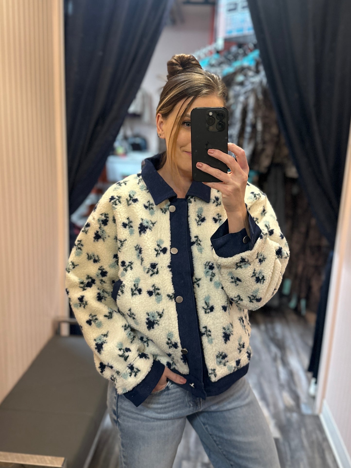 Floral Collared Button Up Jacket