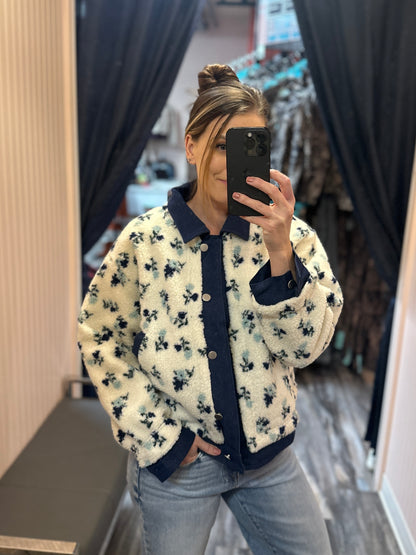 Floral Collared Button Up Jacket