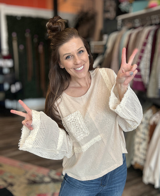 Crochet Cropped Long Sleeve