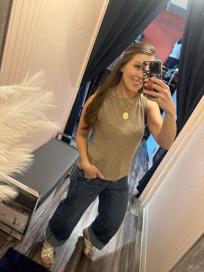Sleeveless Mocha Sweater Tank
