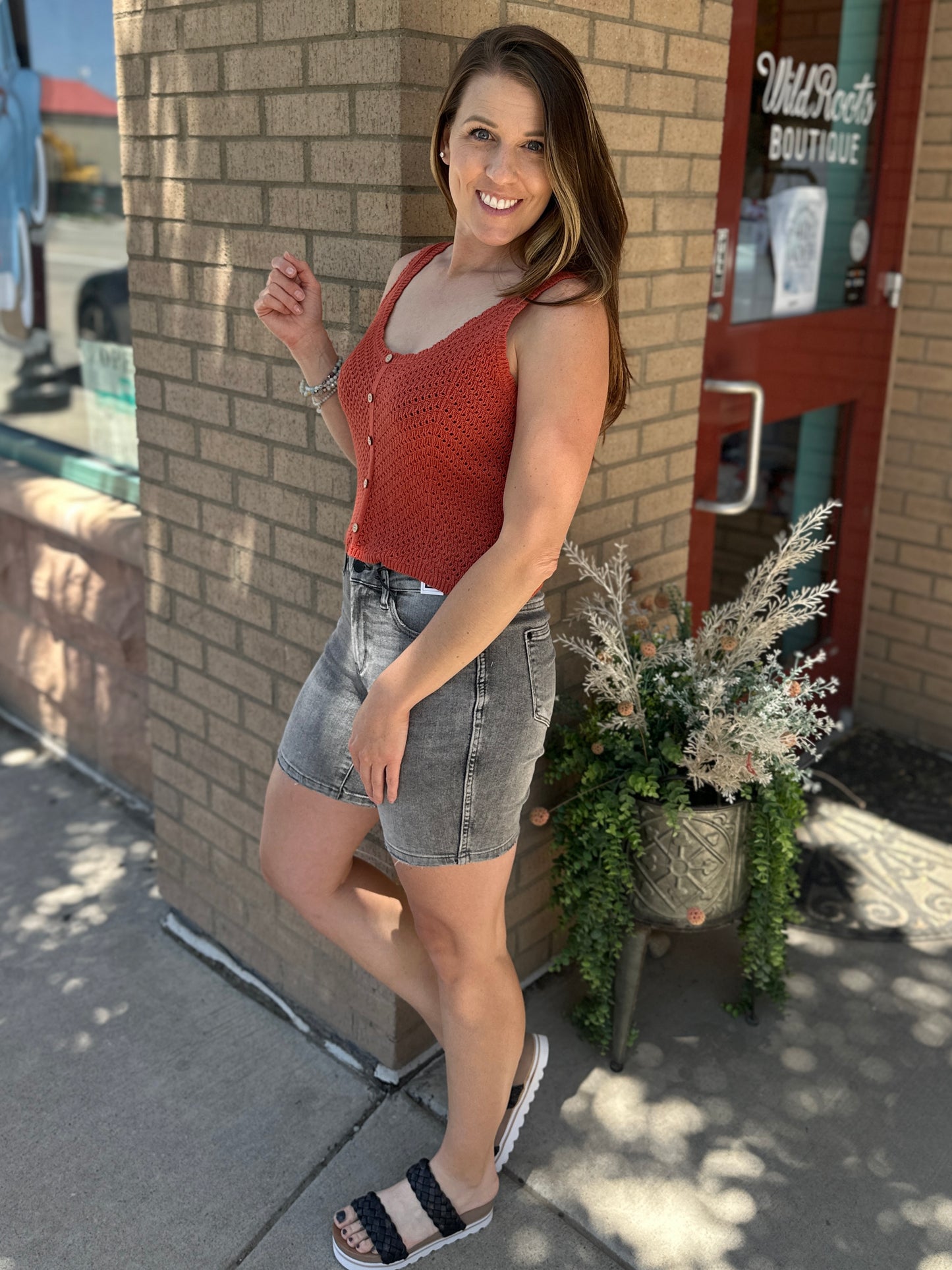 Rust Open Knit Tank