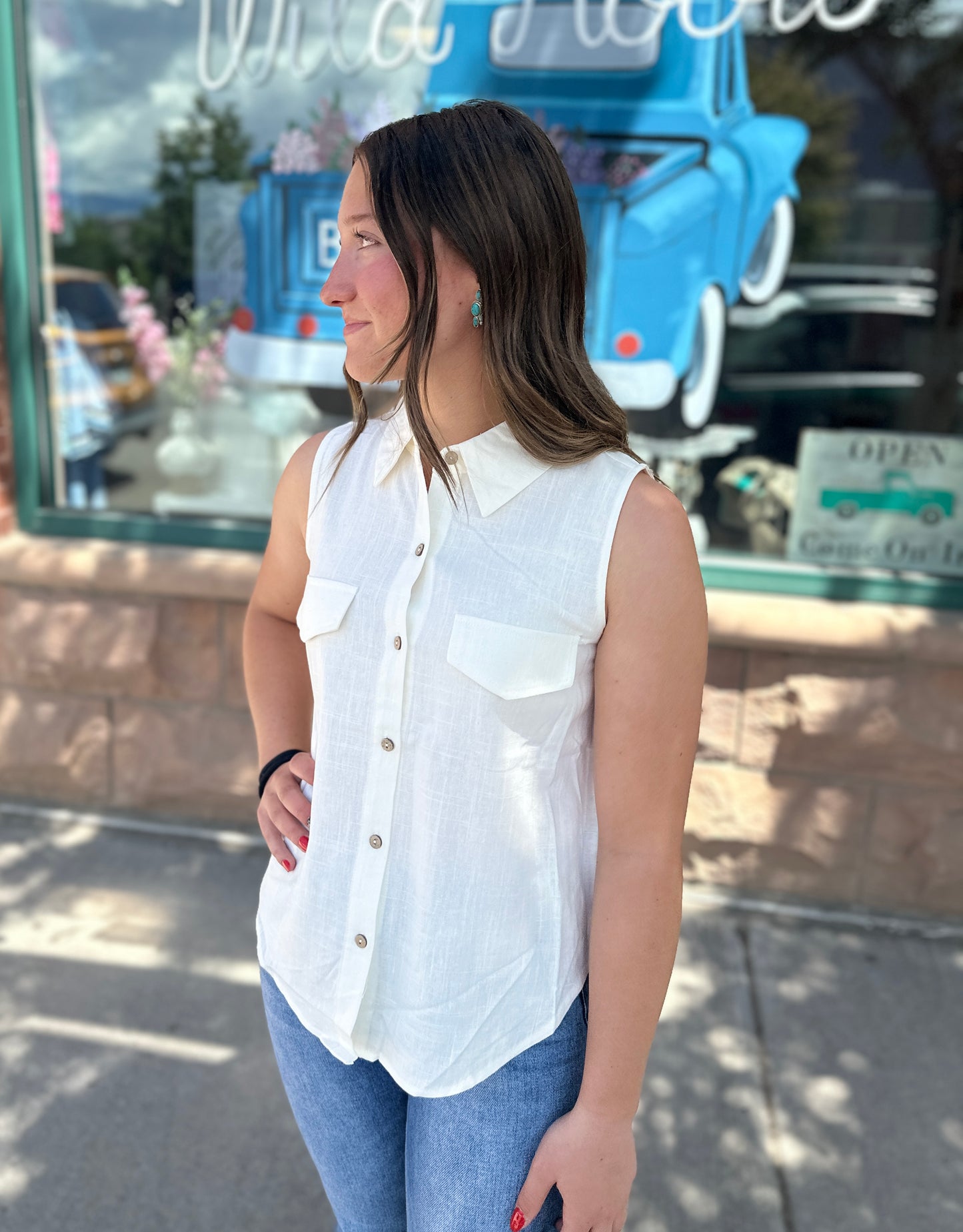 Collared Button Down Tank