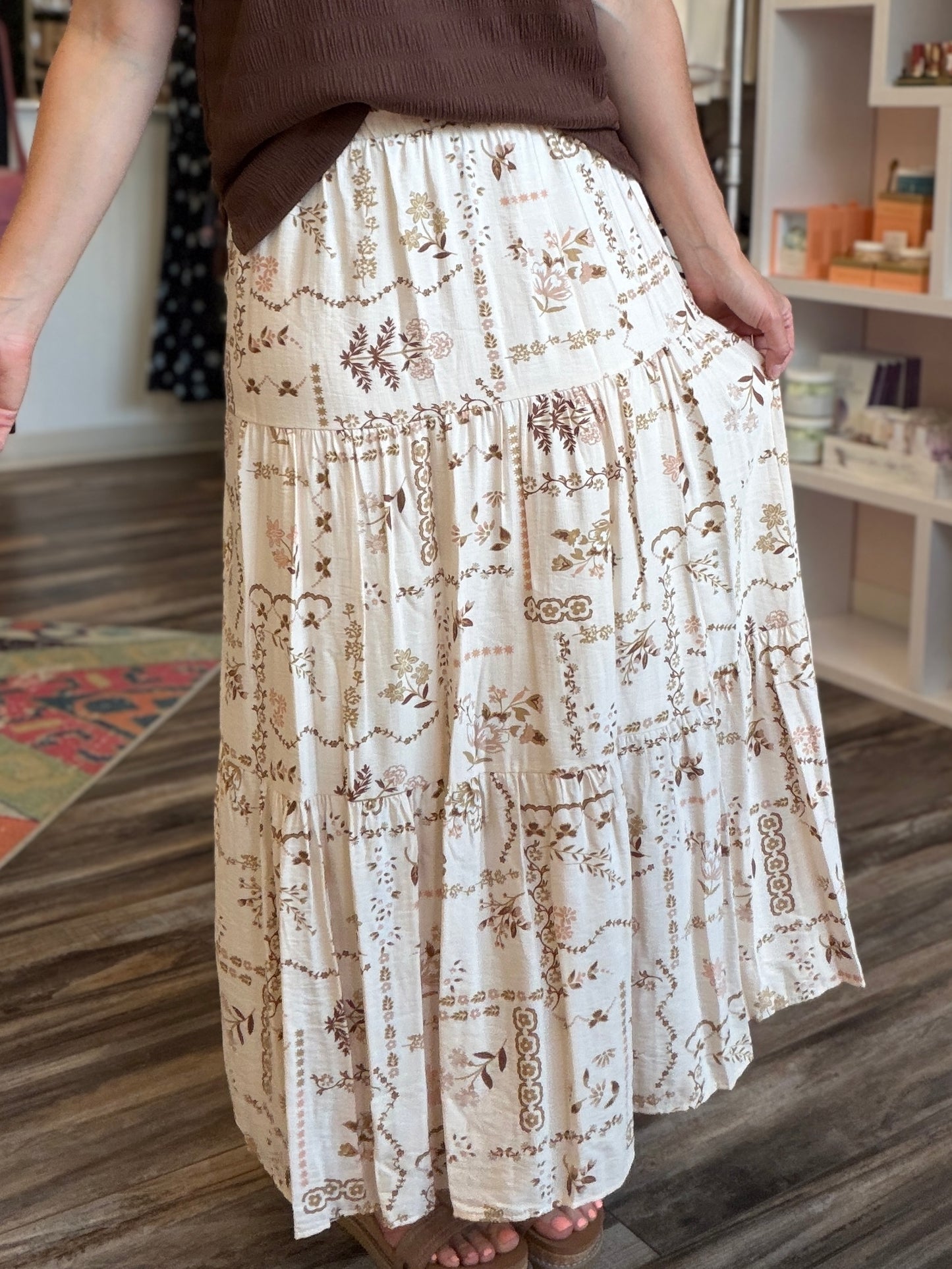 Butter Tri Layered Maxi Skirt