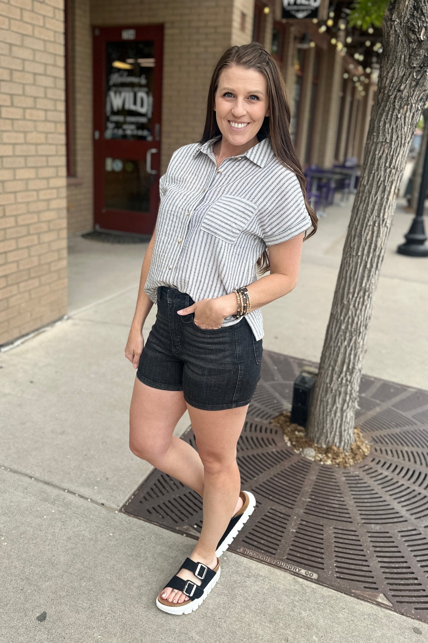 Linen Striped Short Sleeve