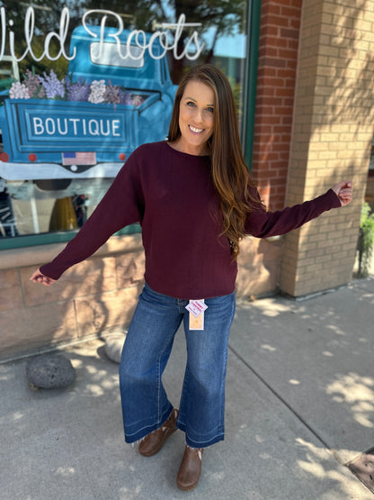 Textured Dolman Long Sleeve