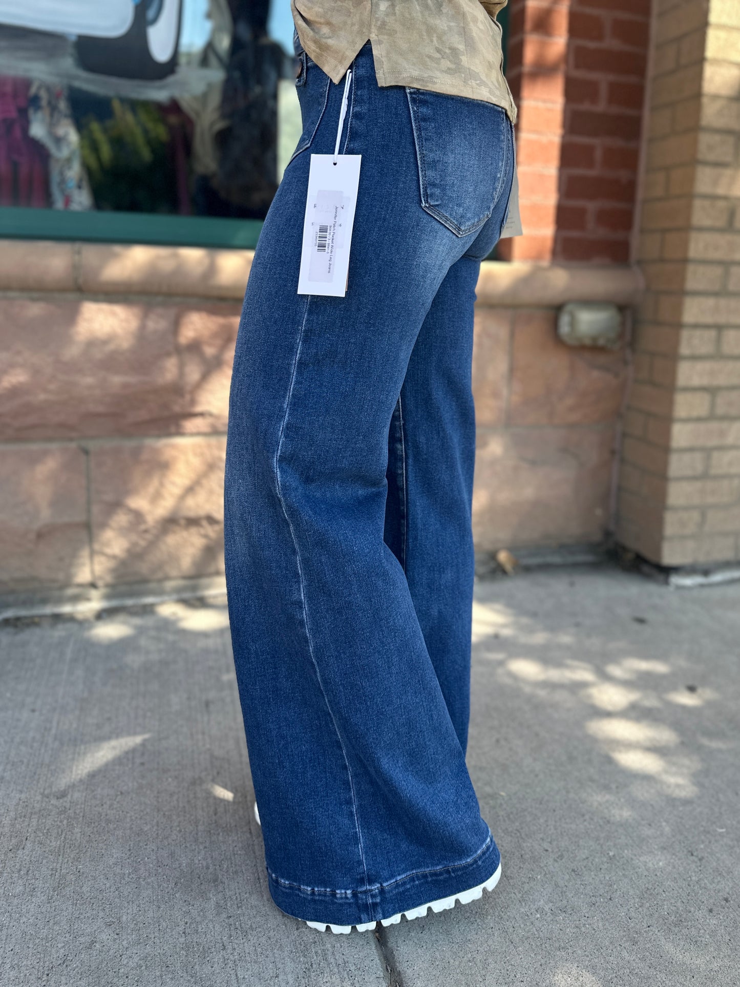 Jennifer Patch Pocket Wide Leg Jeans
