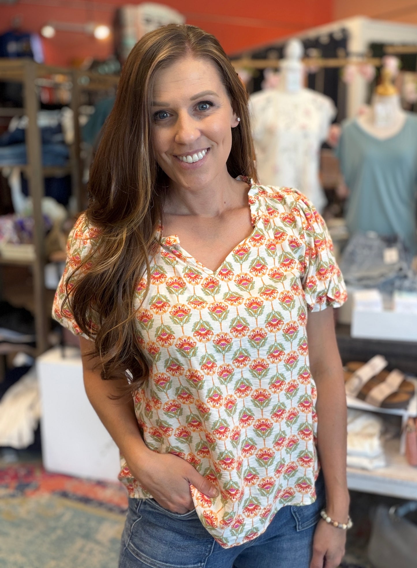 Mughal Floral Short Sleeve Blouse