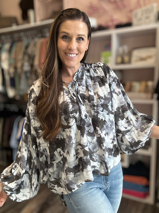 Watercolor Print Blouse