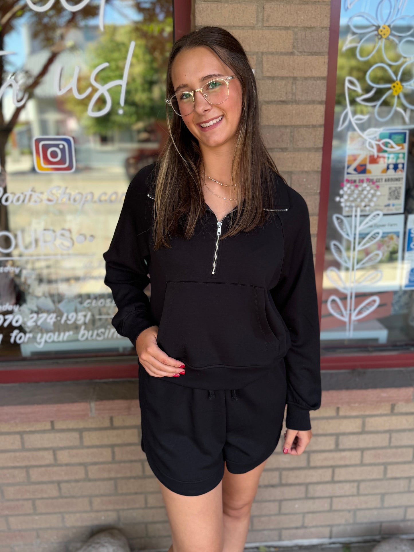 Black 3/4 Zip Pullover
