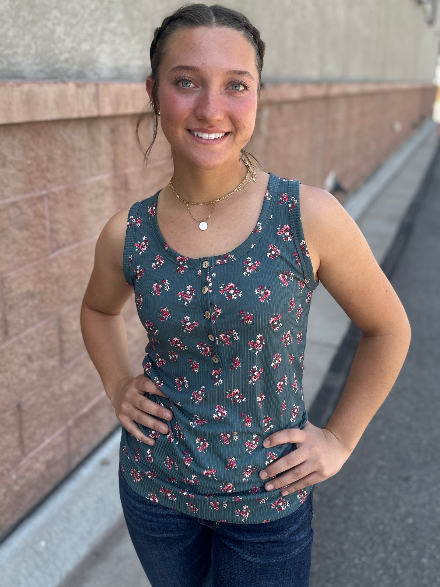 Floral Henley Tank