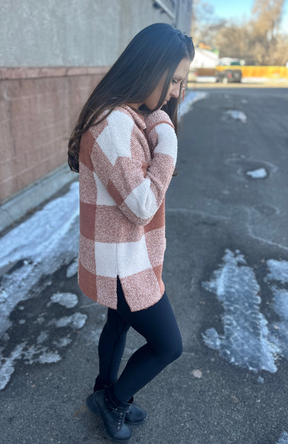 Checkered Sweater Jacket