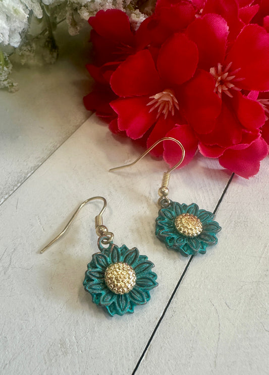 Patina Daisy Earrings