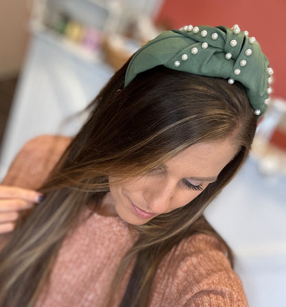 Green Leather Headband