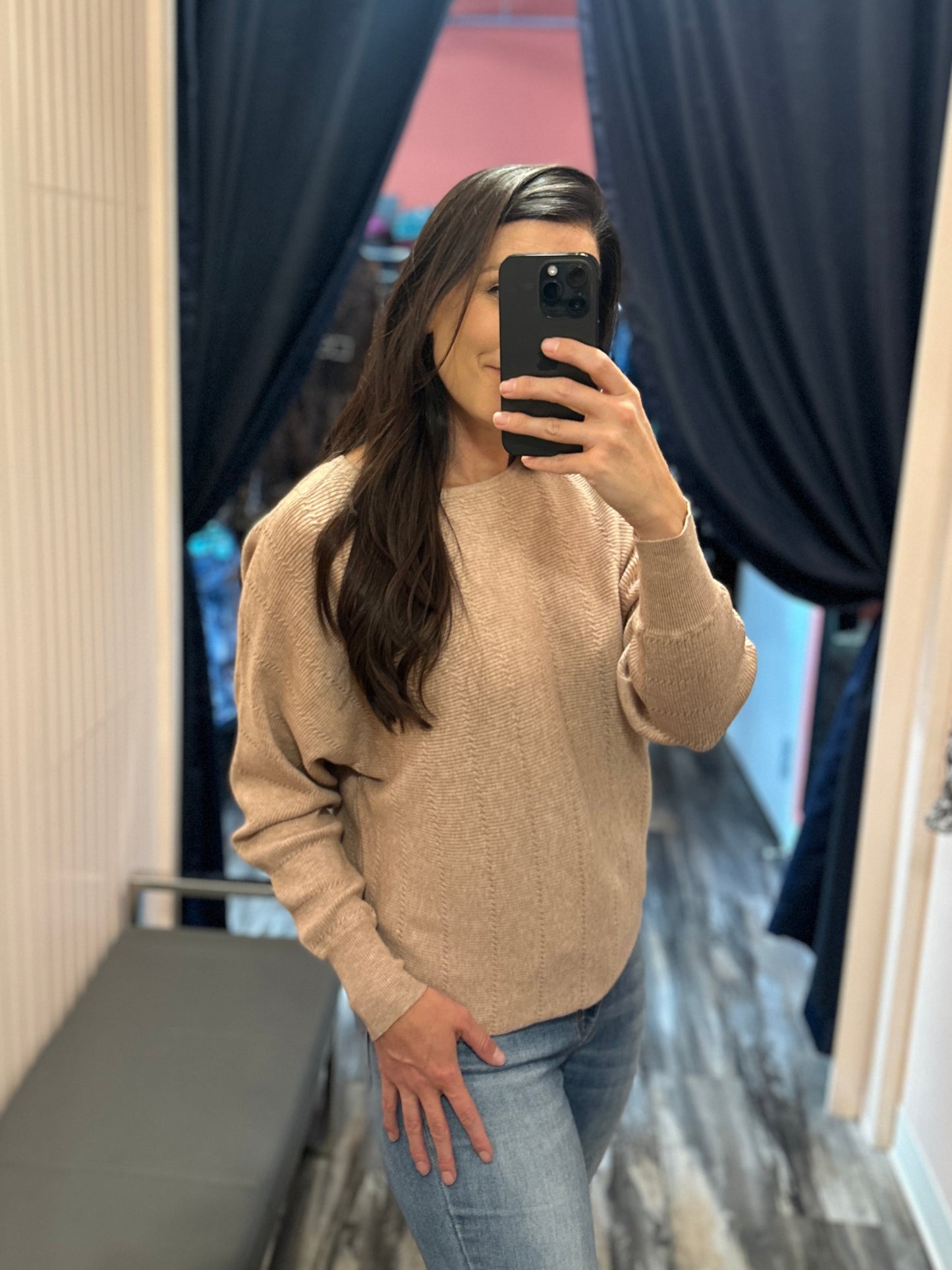 Textured Dolman Sleeve Sweater